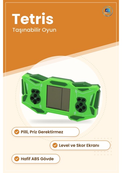 Elektronik Oyun Tetris Pilli Level Skor Ekranlı Taşınabilir Çocuk