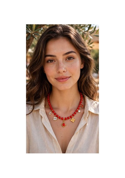 Turuncu Kristal Şans Yıldızı Kolye 31 - Turuncu