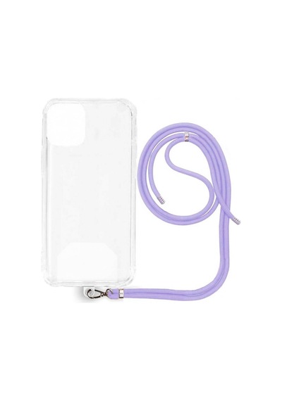 Apple Uyumlu iPhone 16 Pro Max İp Askılı Şeffaf Silikon Kılıf Lila