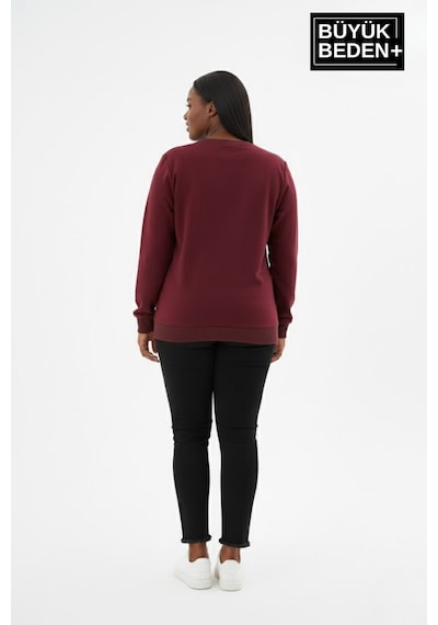 Süperlife Kadın Büyük Beden Yelken Baskılı Bisiklet Yaka İnce Sweatshirt Spr26bswk956-11 Bordo Süperlife Kadın Büyük Beden Yelken Baskılı Bisiklet Yaka İnce Sweatshirt Spr26bswk956-11 Bordo