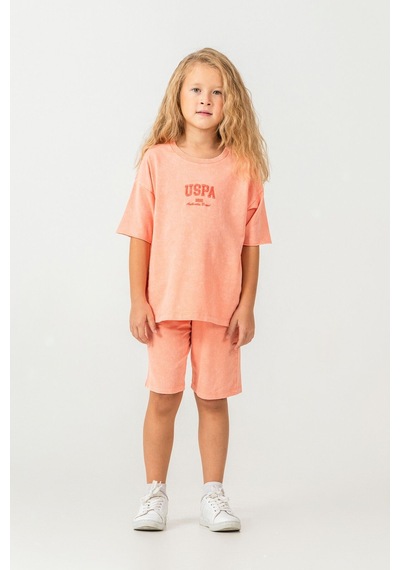 U.s. Polo Assn. Kız Çocuk Turuncu Bermuda Takım Us2530-c-v3 Turuncu