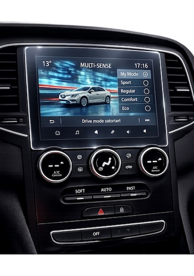 Renault Megane Touch Ve İcon Multimedya Ekran Koruyucu 2023-2025 Kırılmaz Şeffaf Nano Teknoloji