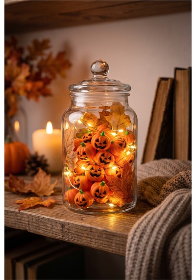 7'li Halloween Mini Balkabağı Figürü - Ev Ve Parti Dekorasyonu Cadılar Bayramı Süsü Çok Renkli