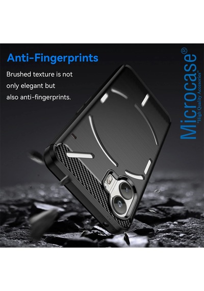 Microcase Nothing Phone 2 Brushed Carbon Fiber Silikon Kılıf - Siyah Al3332