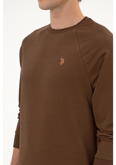 U.S. Polo Assn. Erkek Regular Fit Bisiklet Yaka Kahverengi İnce Basic Sweatshirt 50313752-VR029