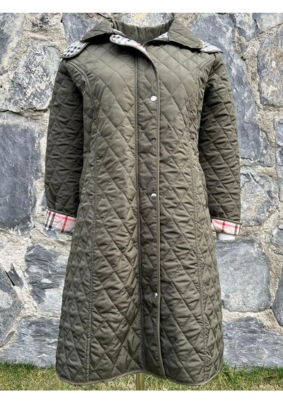Baharlık Kapitone Mont Haki Büyük Beden 105cm Çok Renkli