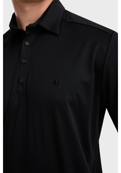 Isaora % 100 Pamuk Regular Fit Düğmeli Polo Erkek Polo Isr33 030 Siyah