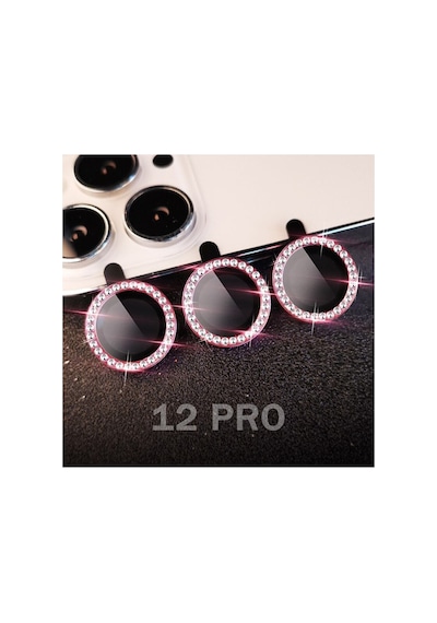 Uyumlu Iphone 12 Pro Kamera Lens Koruyucu Tam Koruma Sıvı Dayanıklı Renkli Taşlı Koruyucu