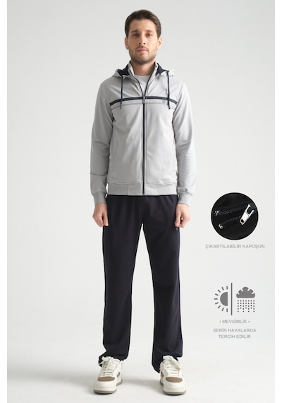 Shooter Sportswear Shooter Premium Dik Yaka Rahat Form Klasik Paça Erkek Eşofman Takımı Gri