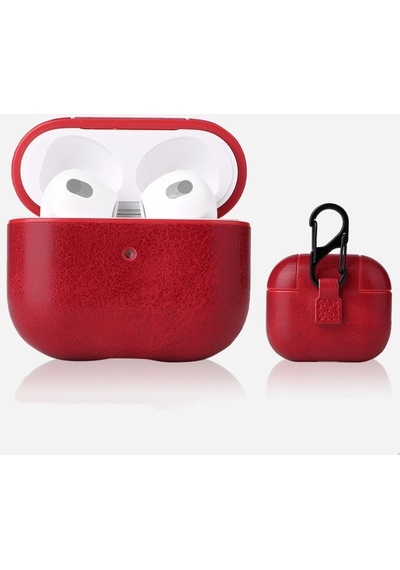 Apple Uyumlu AirPods 3.nesil Kılıf Suni Deri Kancalı Silikon Sf9