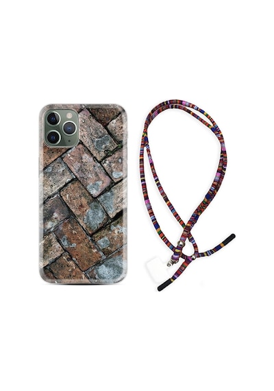 Apple Uyumlu iPhone 11 Pro Max Kılıf Rasta Boyun Askılı Retro Stone 1324