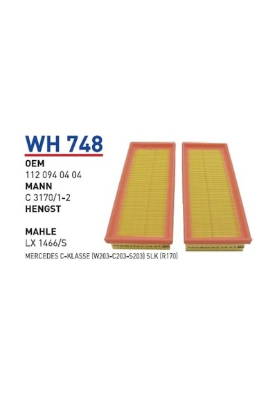 WUNDER WH748 HAVA FİLTRESİ - MERCEDES C-KLASSE(W203-C203-S203) SL