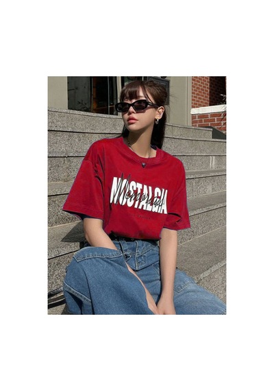 Medinenur Nostalgia Baskılı Unisex Tshirt Kırmızı