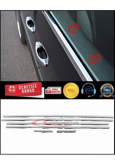 Vw Touran Krom Cam Çıtası 2003-2010 Paslanmaz Çelik 8 Prç.