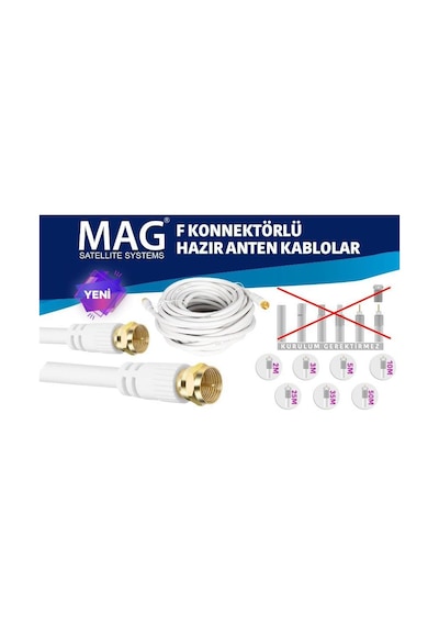 Mag 5 Metre Gold F Konnektörlü Anten Kablosu Full Hd 4K