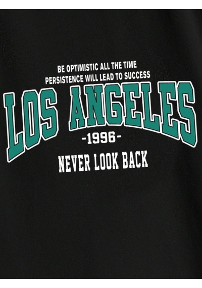 Startmore Adrift Unisex Kadın/erkek Siyah Los Angeles 1996 Baskılı Oversize Kapüşonlu Sweatshirt Siyah