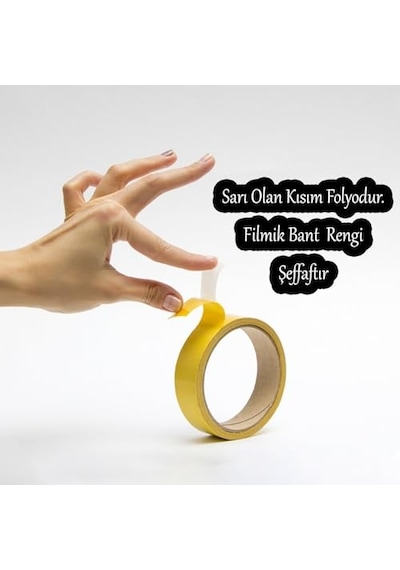 Çift Taraflı Filmik Film Şeffaf Bant Şerit Montaj Bandı 48 Mm X 25 Metre Çok Amaçlı Güçlü 1 Adet