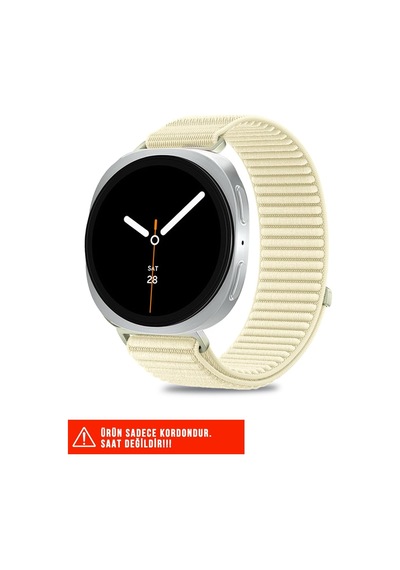 Samsung Galaxy Watch 8 40mm/44mm/46mm Classic İle Uyumlu Hasır Örgü Spor Cırtlı Naylon Kordon, Sarı
