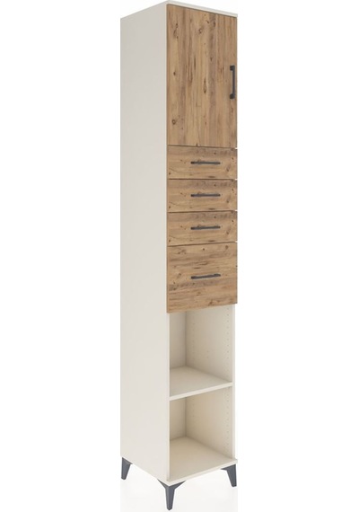 Hyperion Dolap 3 Raflı 4 Çekmeceli Tek Kapaklı 44x44x243 Aytaşı-çam Aytası