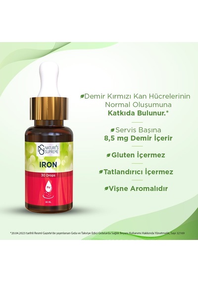 Nature's Supreme Vişne Iron Damla 30 ML