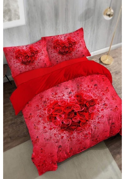 Love Art Çift Kişilik Nevresim Takımı Pamuk Saten - 200x220 Cm, Monohome24895 Diğer