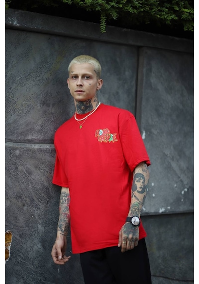 Blow Up Future Gen Style Oversize Erkek T-shirt Kırmızı