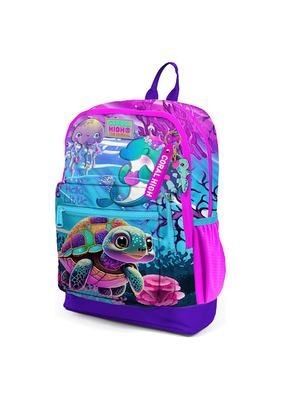 Coral High Kids Pembe Mor Kaplumbağa Desenli Okul Sırt Çantası 23756
