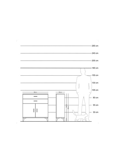 Arges Şifonyer Tek Raflı 2 Çekmeceli 2 Kapaklı 88x30x96 Aytaşı-çam Aytası