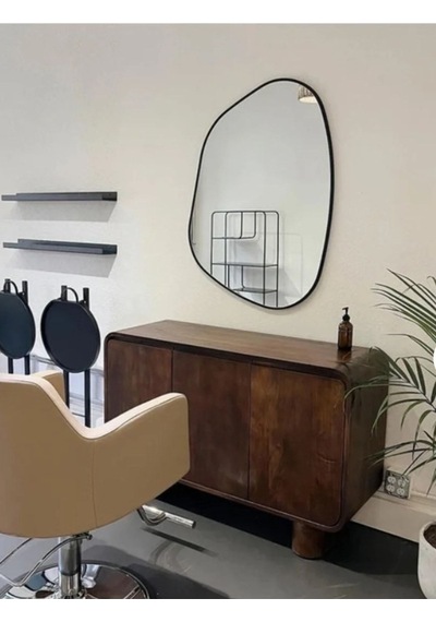 Asimetrik Ayna 75x55 Konsol Aynası, Dresuar Aynası, Duvar Aynası, 1.kalite Şişecam Marka Ayna 75 X 55 Siyah + Gri