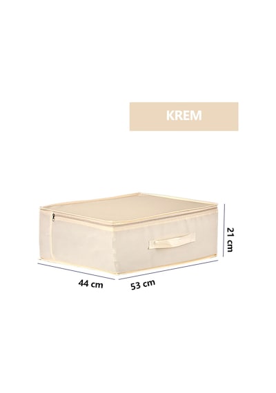 3'lü Set 53 X 44 X 21 Cm Baza Altı & Dolap İçi Organizer, Yorgan & Yastık Düzenleyici Hurç Krem