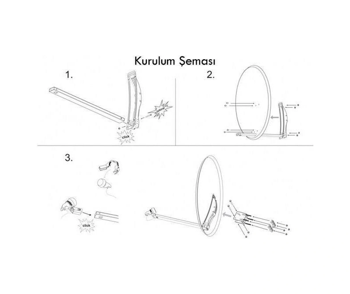 Kalın Saclı Siyah 70 Cm Uydu Çanak Anteni