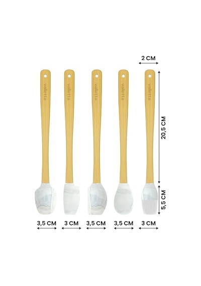 Valletta Indigo 5'li Gri Mermer Bambu Silikon Spatula Seti