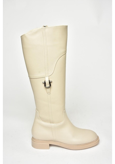 Fox Shoes T973600609 Bej Düz Taban Kadın Çizme Bej-suni Deri Bej