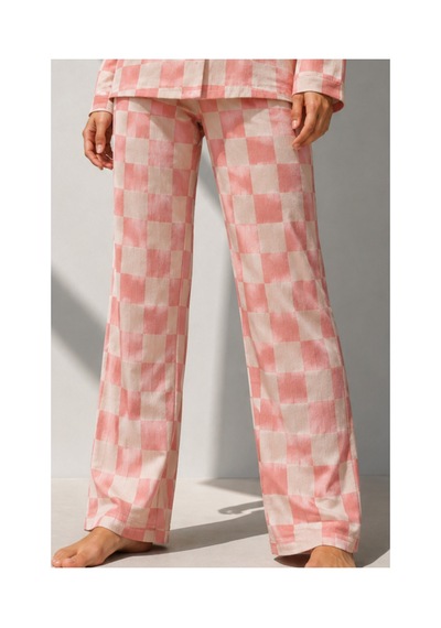 Fit Women Kadın Uzun Kol Pamuklu Pembe Pijama Takımı