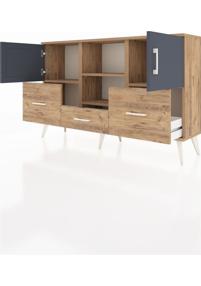 Arges Konsol 4 Raflı 3 Çekmeceli 3 Kapaklı 132x30x83 Çam-antrasit/çam Antrasit/çam Arges Konsol 4 Raflı 3 Çekmeceli 3 Kapaklı 132x30x83 Çam-antrasit/çam Antrasit/çam