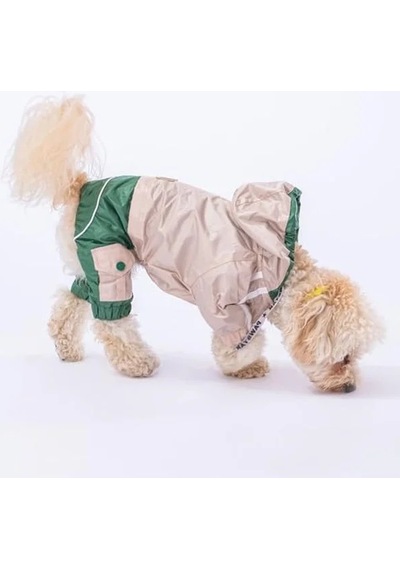 2as Polarlı Bej-yeşil Küçük Irk Köpekler İçin Su Geçirmez Yağmurluk Tulum M 142335