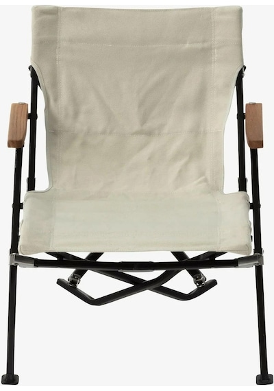 Snow Peak Luxury Low Beach Chair, Katlanabilir Kamp Sandalyesi, Ahşap Kollu, Düşük Sırtlı Krem