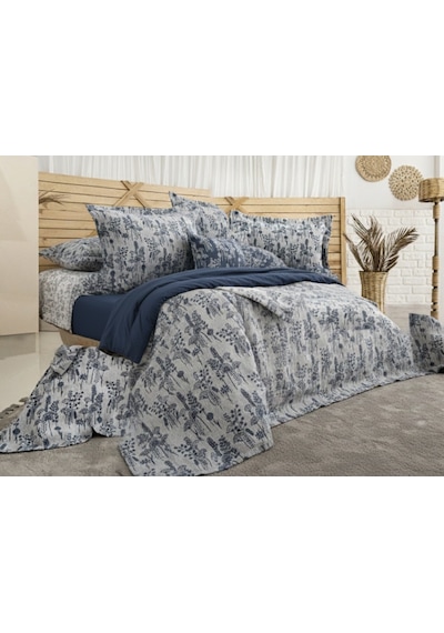 Valencia 4 Parça Çift Kişilik Yatak Örtüsü Seti Lacivert 240 X 260 Cm Lacivert
