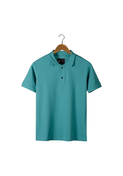 Erkek Turkuaz Slim Fit Polo Yaka T-shirt Turkuaz Mavi