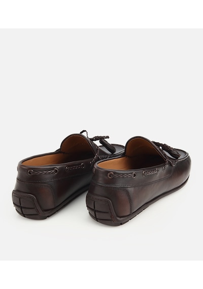 Hotiç Erkek Deri Kahverengi Püskül Dikiş Detaylı Klasik Loafer