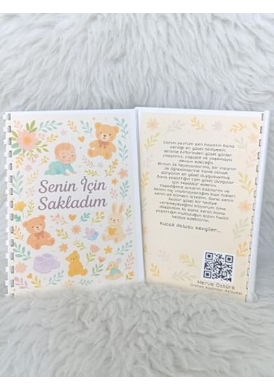 Anne Bebek Günlüğü Bebek Anı Defteri Açık Gri