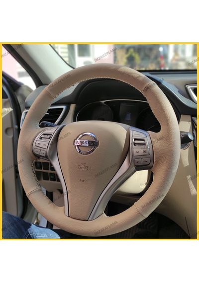 Nissan İxtiral Araca Özel Direksiyon Kılıfı Krem Deri