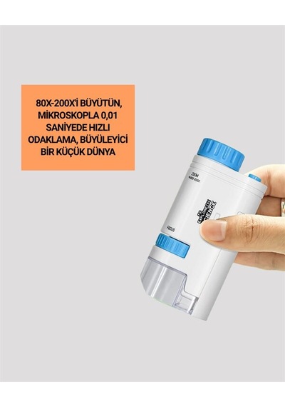 Portatif El Mikroskop Led Işıklı Aynı Anda Net Konsantrasyonlama