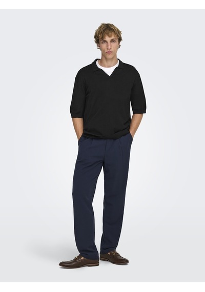 Only & Sons Onswyler Lıfe Rlx 12 Ss Splıt Knıt Noos Erkek Siyah Kazak - 22036158