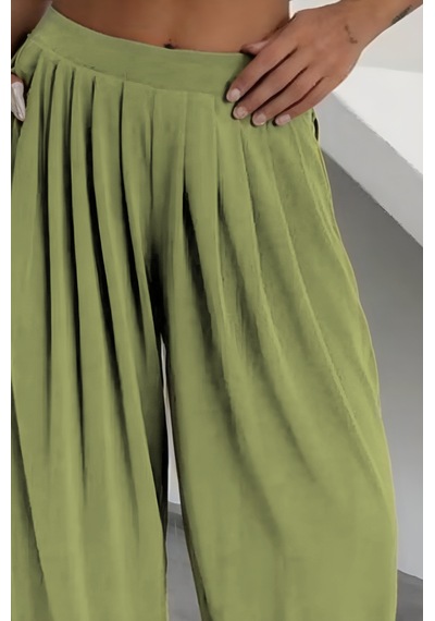Feela Moda Premium Modal Kumaş Pileli Şalvar Kadın Pantolon 2012 Haki Feela Moda Premium Modal Kumaş Pileli Şalvar Kadın Pantolon 2012 Haki