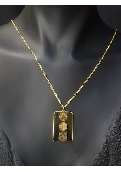 Vog Kubera Yantra V Sri Yantra Koruyucu Güçleri Birleştiren Sayılar Sarı Renk925 Ayar Gümüş Kolye Sarı
