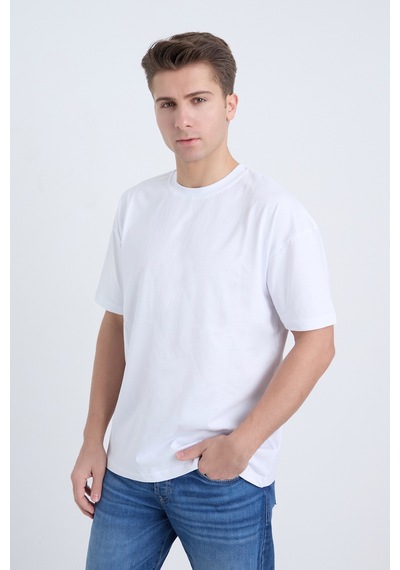 Velvoria Unisex Oversize Basic 3'lü Beyaz Renk T-shirt Çok Renkli17