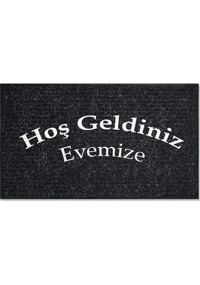 Balkon Ve Iç Dış Kapı Yıkanabilir Nem Alıcı Toz Alıcı Halı Kapı Önü Paspası Türkçe Hoş Geldiniz Açık Gri