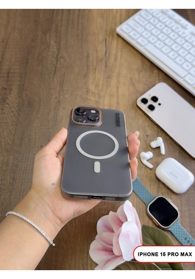 Apple iPhone 15 Pro Max Magsafe Uyumlu Mat Sert Klein Kılıf Gri