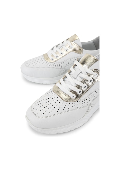 Tamer Tanca Kadın Hakiki Deri Beyaz Sneakers & Spor Ayakkabı 773 26551 Bn Ayk Y26 Beyaz/l.gold